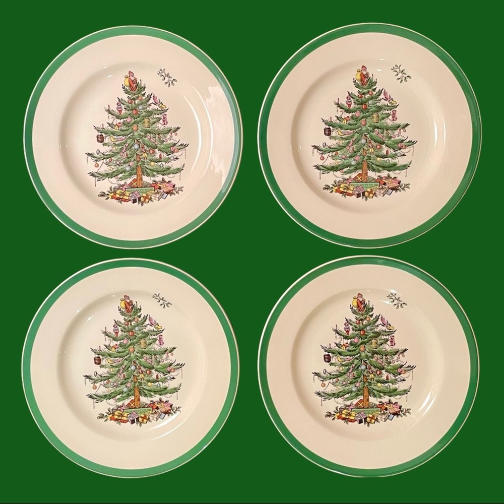 ❌SOLD❌(4) Salad Plates - Spode Christmas Tree NIB